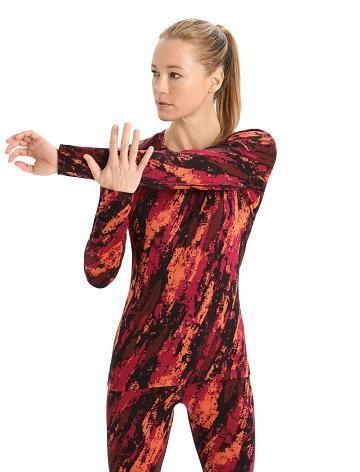 Cherry / Flash Women's Icebreaker Merino 250 Vertex Long Sleeve Crewe Sedimentary Base Layers | USA 1840JPQJ